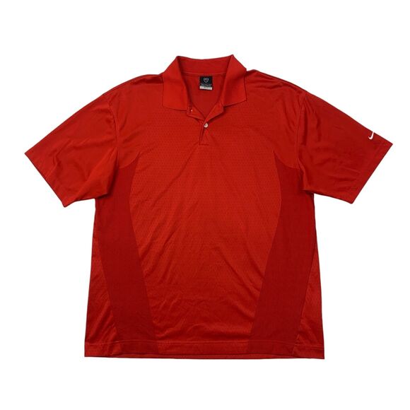 Nike Polo Shirt Mens L Large Red Dri Fit Golf Perforated Breathable Performance - Picture 1 of 9